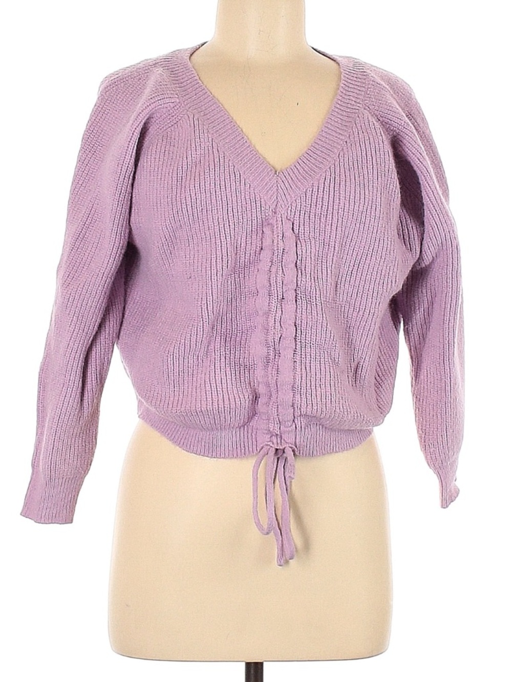 Stellah Lilac V-Neck Drawstring Women’s Sweater
